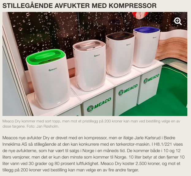 Stillegående luftavfukter Meaco 10L ABC